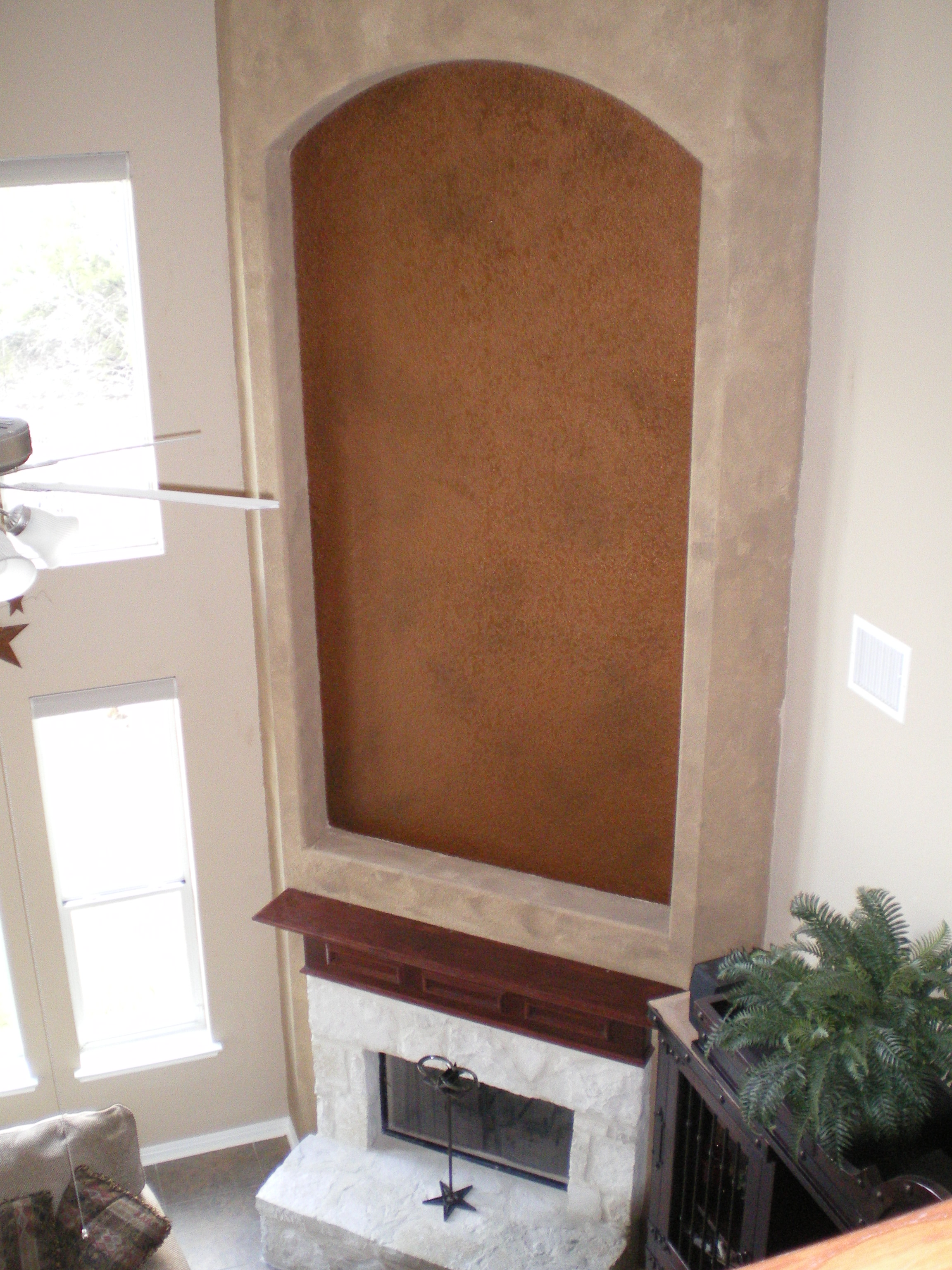 Large Fireplace and Niche Faux Finished